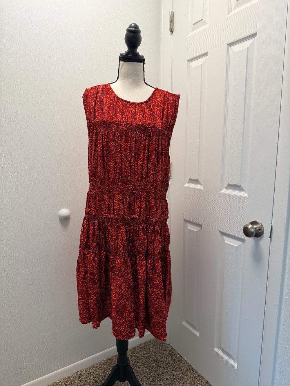 Time and Tru XXXL 22 Orange Lava Smocked Mini Dress Plus Size